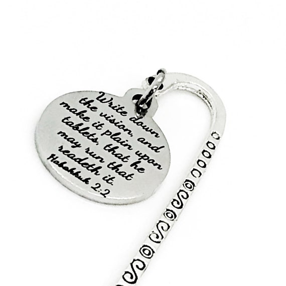 Bookmark Gift, Write Down The Vision Bookmark, Encouraging Bookmark, Visionary Gift, Christian Bookmark, Bible Verse Charm Bookmark