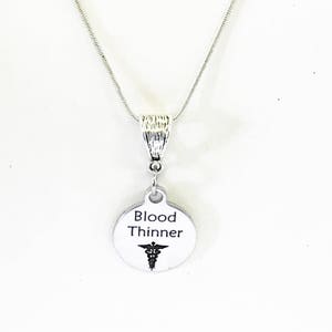 Blood Thinner Necklace, Blood Thinner Medical Condition, Medical Awareness Pendant Necklace, Medical Jewelry Gift, Blood Thinner Gift