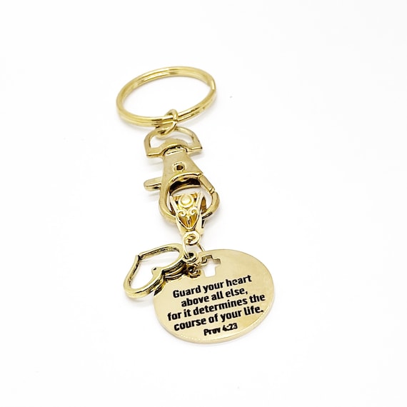 Scripture Gift, Guard Your Heart Above All Else Keychain, Proverbs 4 23 Keychain, Daughter Gift, Granddaughter Gift, Christmas Gift