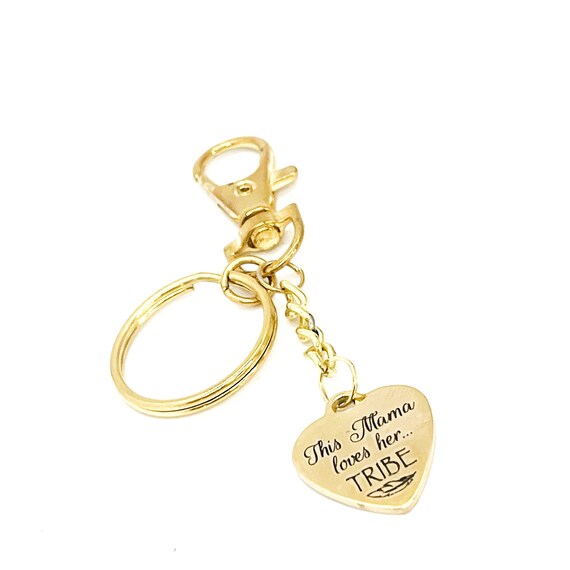 Mom Keychain, This Mom Loves Her Tribe Charm Keychain, Wife Gifts, Wife Christmas, Moms Group Gifts, Gift For Mom, Gift For Her, New Car