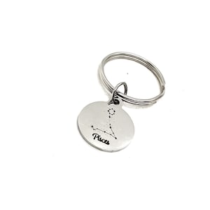 Astrological Sign, Pisces Keychain, Star Sign, Zodiac Sign, Birthday Gift, Charm Keychain, Gift For Her, Gift For Him, Zodiac Keychain