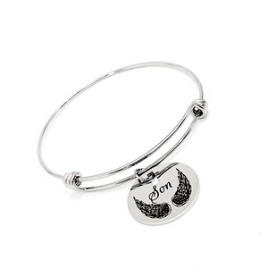 Charm Stacking Bangle Husband Is My Angel Bracelet Remembering Him Sympathy Gift Love My Husband Grieving Wife Husband Memorial