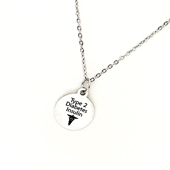 Type 2 Diabetes Insulin Pendant Necklace, Medical Condition Jewelry, Diabetes Awareness, Medical Caduceus, Gift For Her, Gift For Him