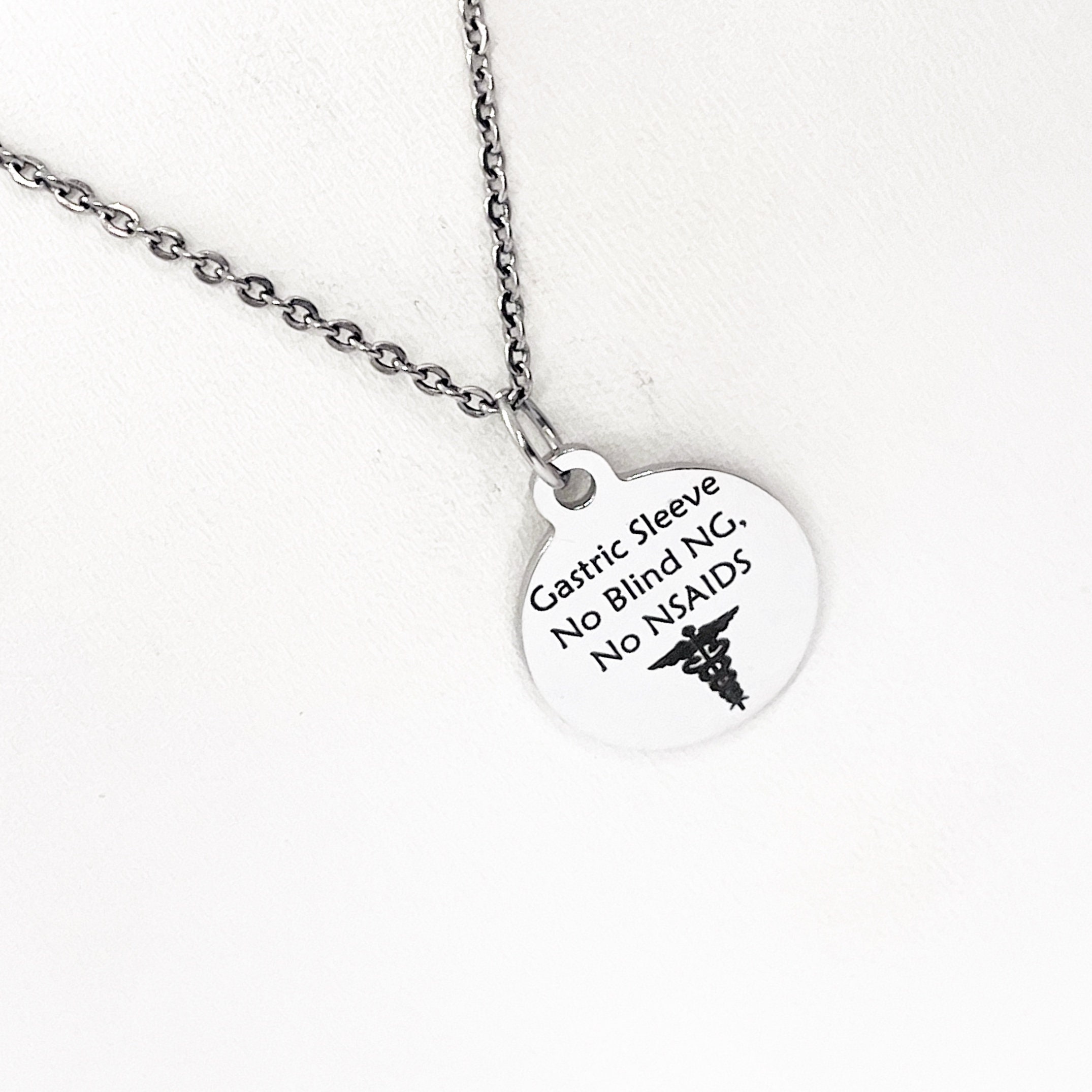 Gastric Sleeve No Blind NG No NSAIDS Necklace, Medical ID, Medical