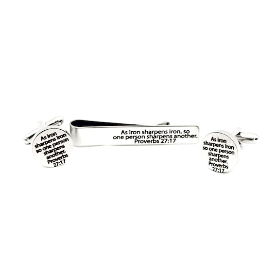 As Iron Sharpens Iron Tie Clip And Cuff Link Set