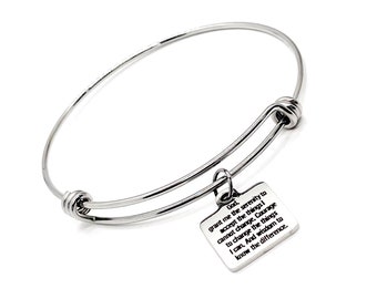 Serenity Prayer Gift, Serenity Prayer Charm Bracelet, Recovery Gift, Recovery Bracelet, Serenity Courage Wisdom, Gift For Her, Faith Gift