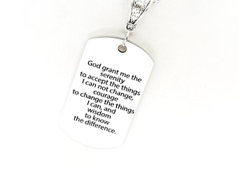 Serenity Prayer Necklace, Recovery Gift, Recovery Prayer, God Grant Me The Serenity, Faith Gift, Serenity Courage Wisdom