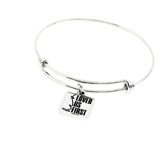 He Loved Us First Charm Bracelet, Stacking Bangle, 1 John 4 19, God Loves Us, Baptism Gift, Scripture Gifts, Christian Believer, Daughter