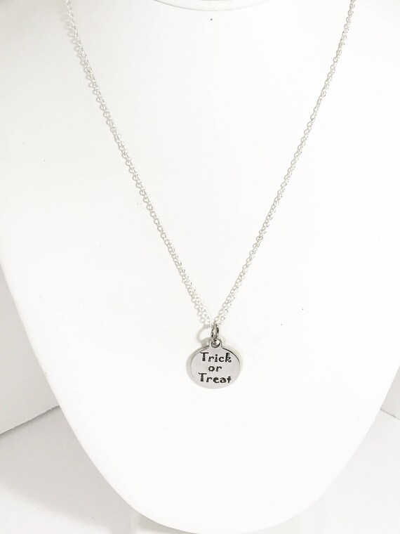 Halloween Necklace, Trick or Treat Necklace, Halloween Outfit Jewelry, Trick or Treat Jewelry Gift, No Tricks Just Treats Jewelry