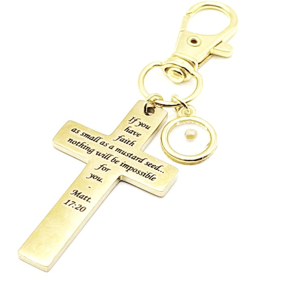 Goldtone Mustard Seed Cross Clip On Charm