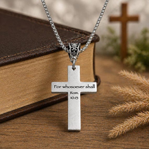 For Whosoever Shall Rom 10 13 Cross Necklace