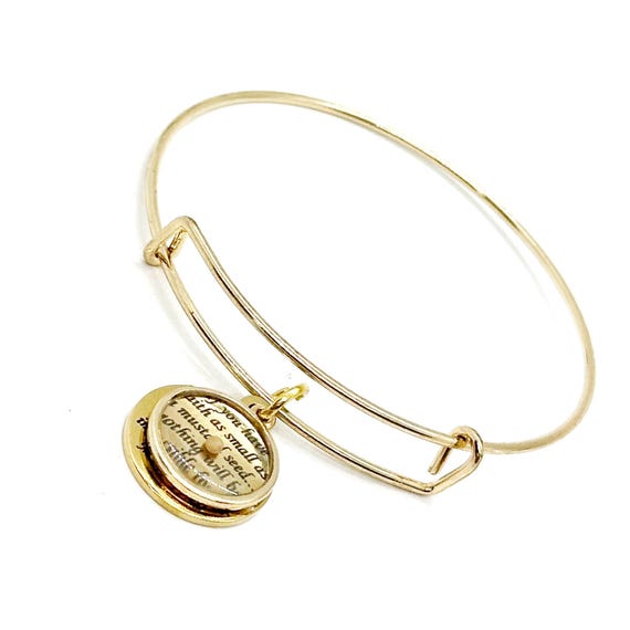 Mustard Seed Scripture Goldtone Bracelet, Matthew 17 20, Mustard Seed Jewelry, Christian Jewelry, Mustard Seed Faith Jewelry Gift For Her