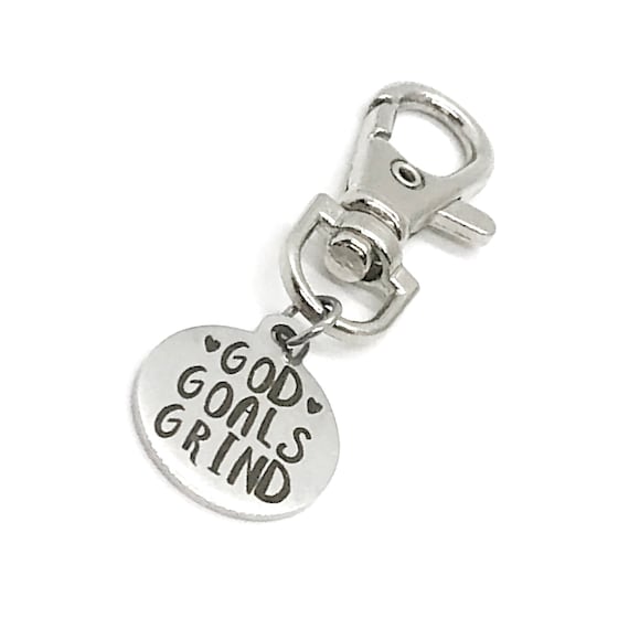Bag Charm, God Goals Grind, Bag Clip, Keychain Clipon Charm, God First, Set Goals, Positivity Gift, Back Pack Charm, Purse Charm
