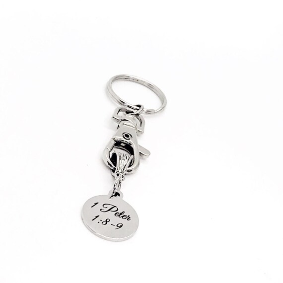 Believe Without Seeing Charm Keychain, 1 Peter 1 8 and 9, Salvation Through Faith, Faith Gift, Believer Gift, Baptism Gift, Joy Unspeakable