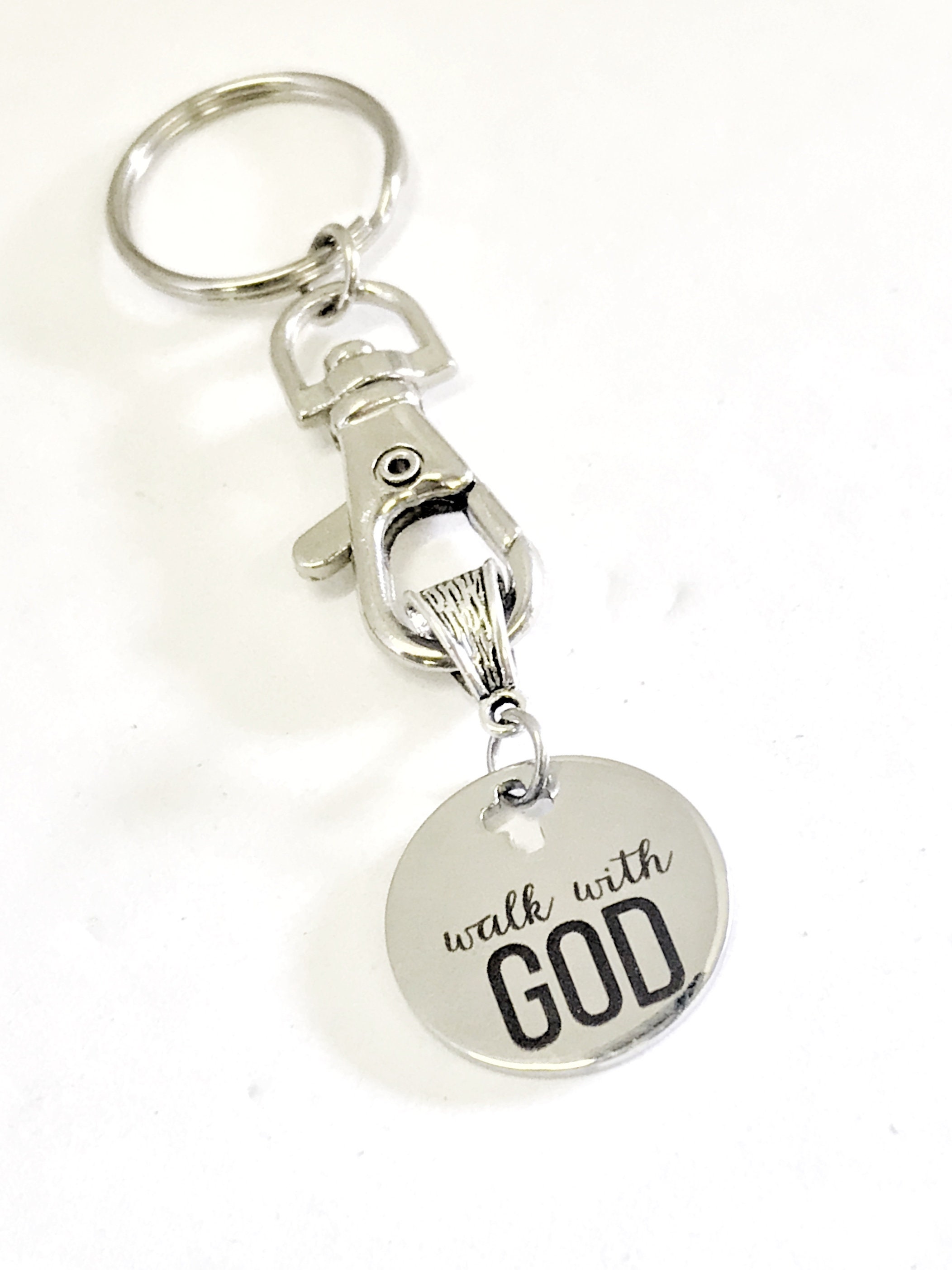 Christian Keychain Walk With God Keychain Christian Gifts Etsy