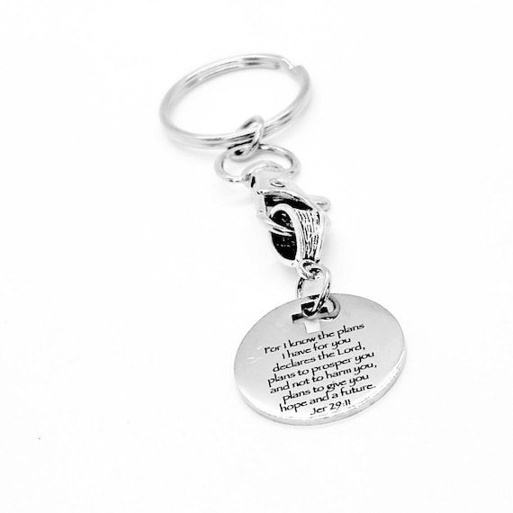 God’s Plans Are To Give You Hope Charm Keychain, Jeremiah 29 11, I Know The Plans I Have For You, Faith Gift, Going To College, Scripture