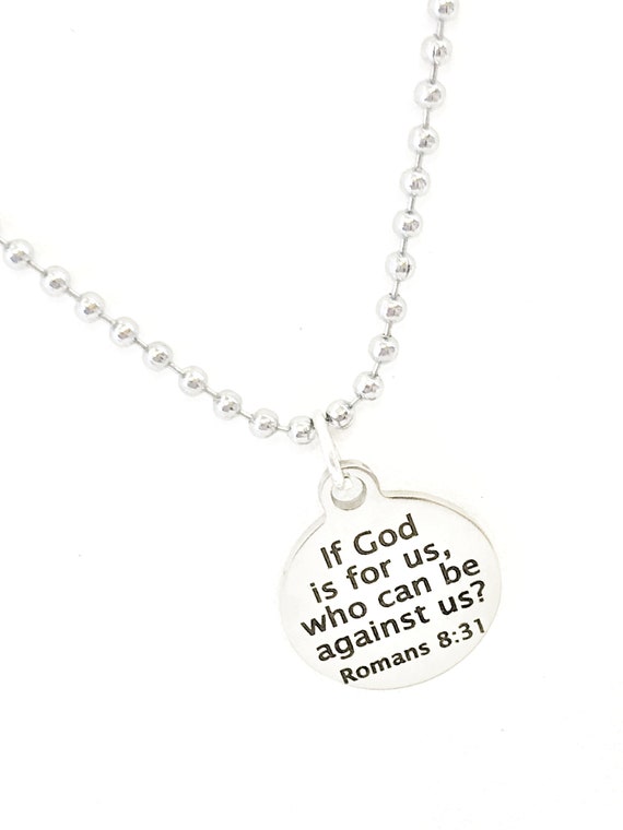 Christian Son Gift, Christian Necklace, If God Is For Us Who Can Be Against Us Necklace, Son Necklace Scripture Gift, Christian Gift For Son