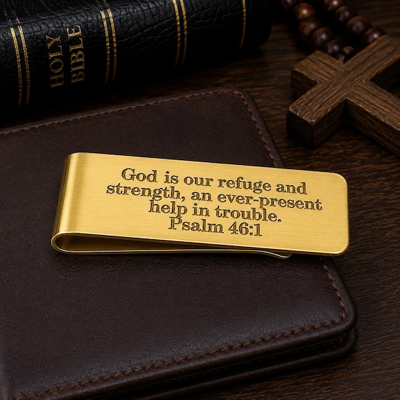 God Is Our Refuge And Strength Goldtone Money Clip