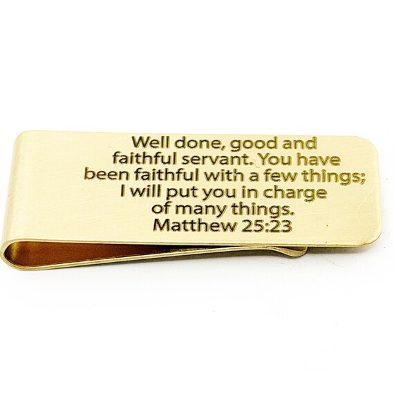 Matthew 25 23 Faithful Servant Goldtone Money Clip
