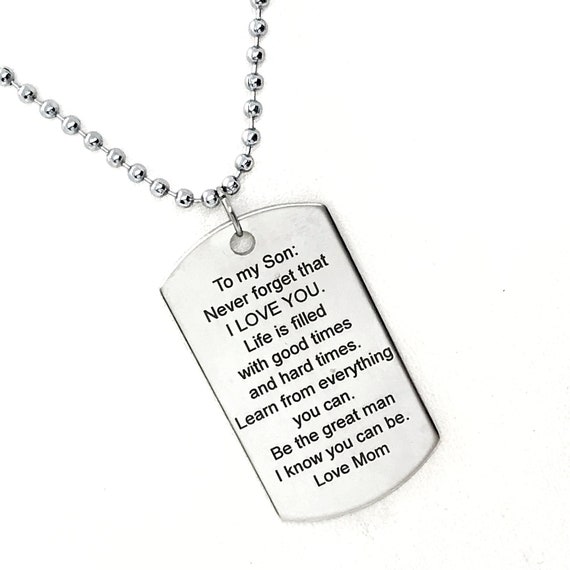 Son Gift, Encouragement Gift For Son, Be The Great Man Necklace, Love Mom, Son Necklace From Mom, Gift From Mom, Son Encouragement