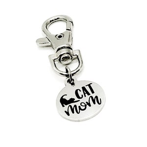 Katzenmama Geschenk, Katzenmama Schlüsselanhänger Clip, Katzenmama Charm, Geschenk für Katzenbesitzer, Katzenliebhaber Geschenk, Geldbörsenanhänger, Taschenanhänger, Schlüsselbundanhänger