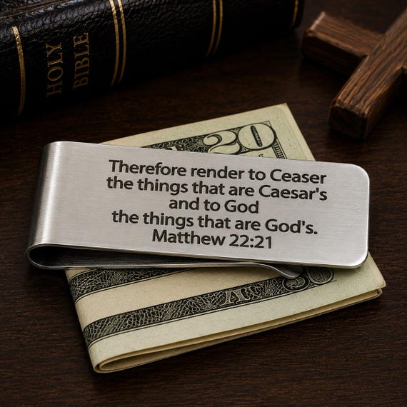 Matthew 22 21 Scripture Stainless Steel Money Clip