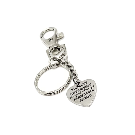 Memorial Gift, I Can Hear Angel Wings Keychain, Loss Of Loved One, I Remember You, Never Forgotten, Death of Loved One, Sympathy Gift