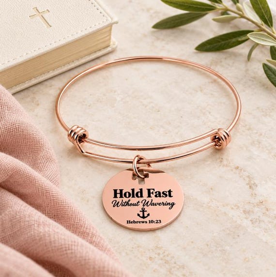Hold Fast Without Wavering Rose Goldtone Bracelet