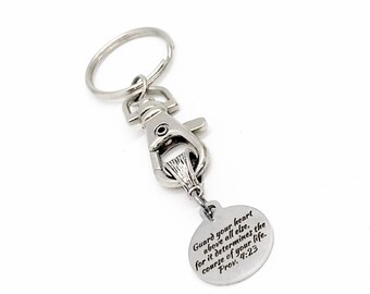 Prezent wiary, Brelok do kluczy "Strzeż swego serca", Księga Przysłów 4:23, Prezent w formie breloka, Brelok wiary, Brelok chrześcijański, Prezent chrześcijański