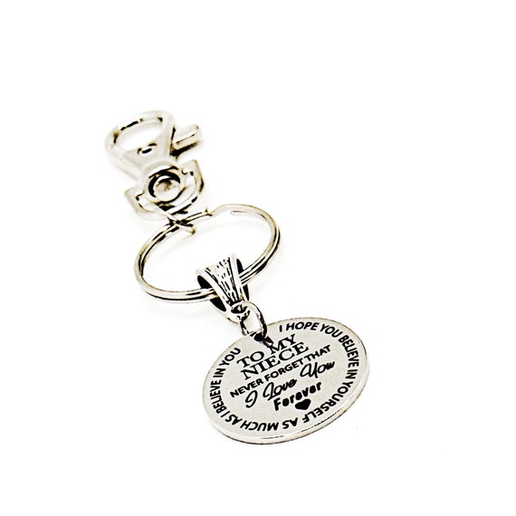 To My Niece Never Forget I Love You Charm Clip On Keychain, Niece Graduation, Niece Birthday, Gift From Aunt, Gift From Uncle