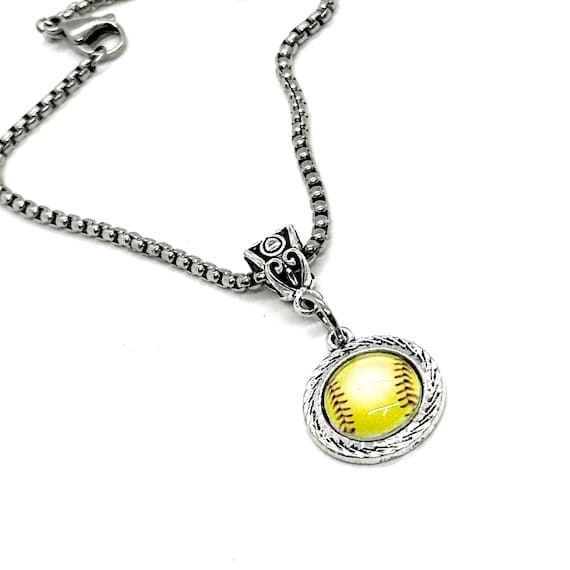 Softball Pendant Necklace, Mom Gift, Wife Gift, Gift For Her, Sports Mom, Softball Player, Team Mom, Friend Gift, Senior Mom Gift