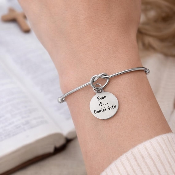 Even If Daniel 3 18 Charm Cuff Bracelet Christian Scripture Bracelet Faith Jewelry Gift Silvertone Cuff