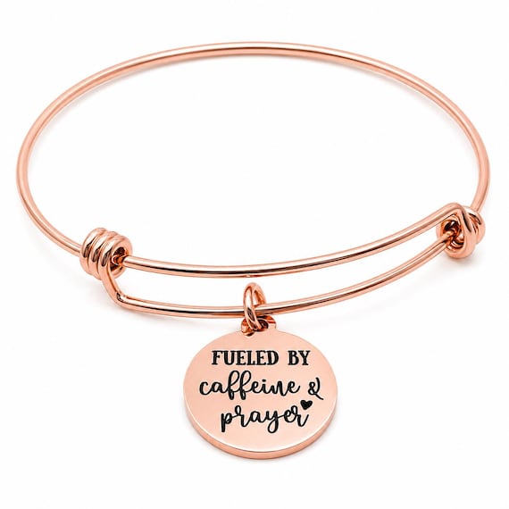 Fueled By Caffeine Prayer Rose Goldtone Bracelet