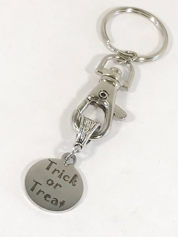 Trick Or Treat Keychain, Halloween Gifts, Halloween Keychain, Trick or Treat Gift, Treat Jewelry, No Tricks Jewelry Gift, New Car Gift