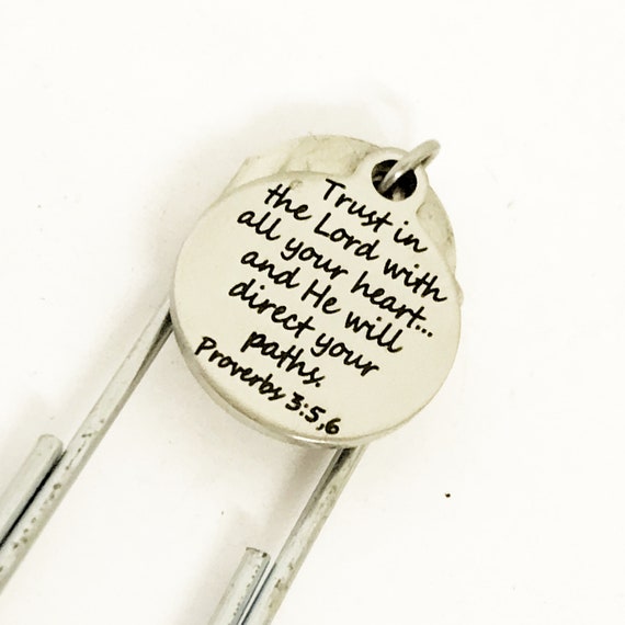 Bookmark Gift, Trust In The Lord With All Your Heart Bookmark, Proverbs 3 5 and 6 Bookmark, Christian Planner Bookmark, Bible Verse Gift