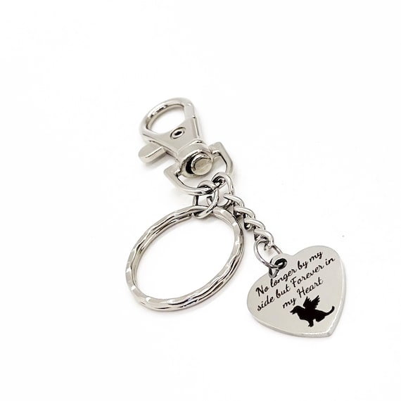 Pet Memorial Gift, No Longer By My Side But Forever In My Heart Keychain, Dog Loss Gift, Sympathy Gift, Remembering A Pet, Dog Loss Memorial