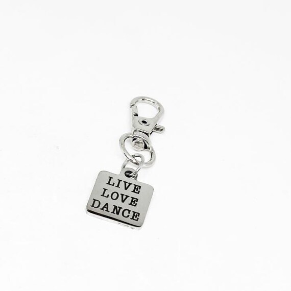 Live Love Dance Stainless Steel Clip On Charm Inspirational Engraved Dancer Gift Ballet Bag Accessory Keychain Motivation Jewelry