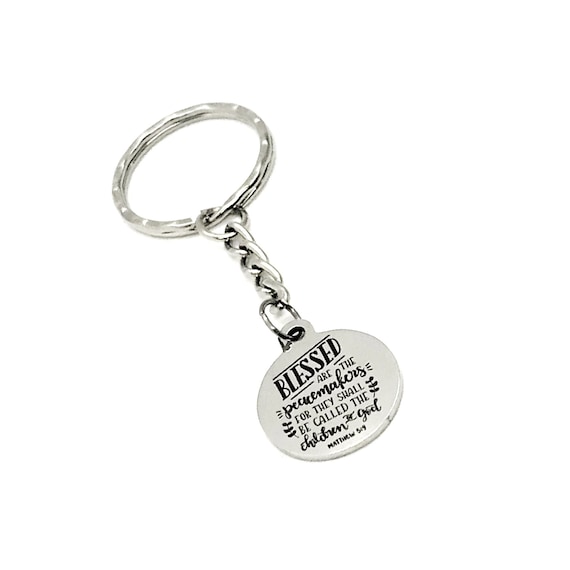 Scripture Gift, Blessed Are The Peacemakers Keychain, Matthew 5 9 Keychain, Police Officer, Charm Keychain, Christian Gift, Scripture Quote