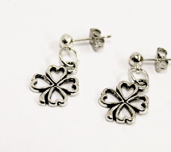 Four Leaf Clover Earrings, Good Luck Jewelry, Four Leaf Clover Jewelry, Four Leaf Clover Gift, Good Luck Earrings, Good Luck Gift For Her
