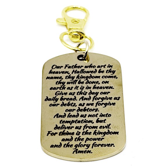 Lord's Prayer Gold-Plated Clip On Dog Tag Charm