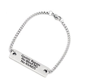 Magenbypass medizinisches Armband, Magenbypass-Bewusstsein, Magenbypass-Schmuck, kein blind NG, kein NSSARs, medizinische Benachrichtigung