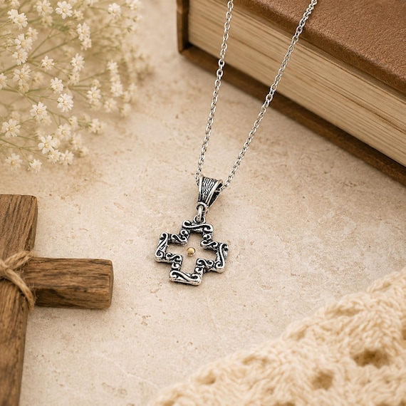 Mustard Seed Open Cross Necklace