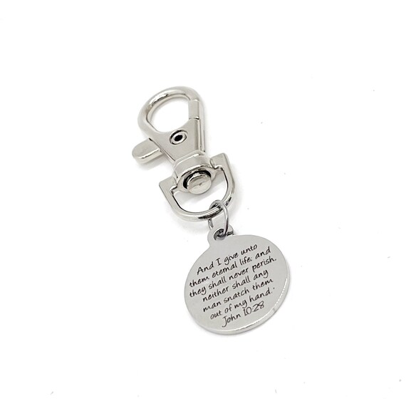 Scripture Gift, And I Give Unto Them Eternal Life Clip On Charm, John 10 28, Baptism Gift, Scripture Quote, Bible Verse Gifts, Sunday School