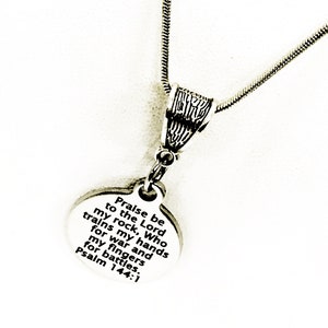 Christian Jewelry, Praise Be To The Lord Necklace, Christian Necklace, Psalm 144 1 Scripture Jewelry, Bible Verse Jewelry
