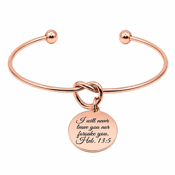 God Never Leaves Us Rose Goldtone Cuff Bracelet