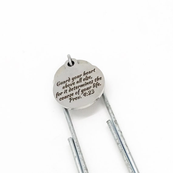 Bible Bookmark, Guard Your Heart Bookmark, Scripture Gifts, Proverbs 4 23, Christian Gifts, Charm Bookmark, Christian Bookmark, Faith Gifts