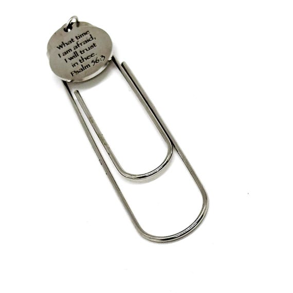 When I Am Afraid I Put My Trust In God Charm Bookmark, Psalm 56 3, Believer Gift, Christian, Faith, Scripture Quote, Bible Verse, Bag Charm