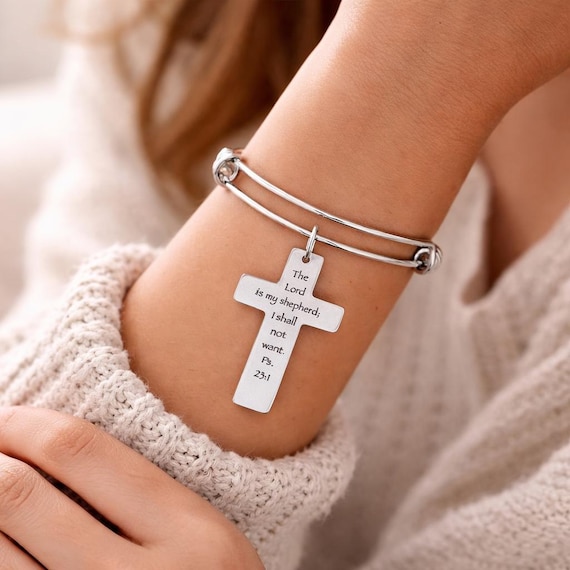 The Lord Is My Shepherd Cross Charm Bracelet