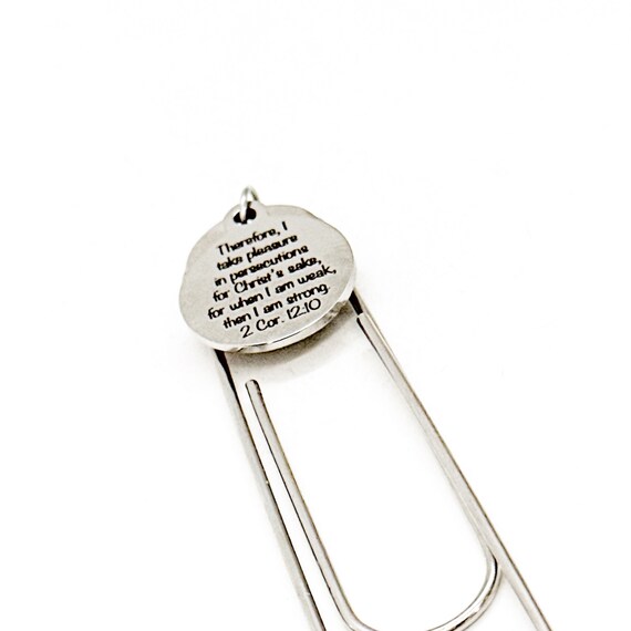When I Am Weak Then I Am Strong Charm Bookmark, 2 Cor 12 10, Bible Bookmark, Pastor Gift, Christian Bookmark, Faith Gift