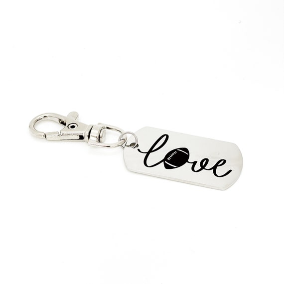 Sports Bag Clip, Love Football Bag Clip, Football Player Gift, Sports Son Gift, Football Team Gifts, Football Mom Bag Charm, Keychain Clip